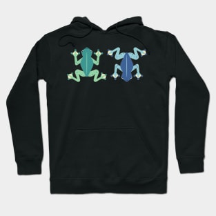 Green and blue cartoon frog pattern Hoodie